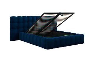 Lit-coffre Bali - Bleu roi - Toucher velours - Couchage 140 x 200 cm