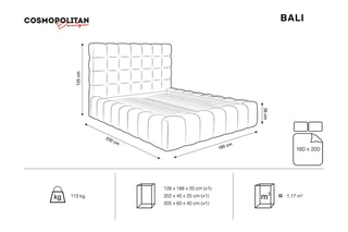 Lit-coffre Bali - Bleu roi - Toucher velours - Couchage 160 x 200 cm