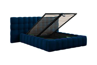 Lit-coffre Bali - Bleu roi - Toucher velours - Couchage 160 x 200 cm
