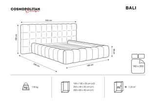 Lit-coffre Bali - Bleu roi - Toucher velours - Couchage 160 x 200 cm