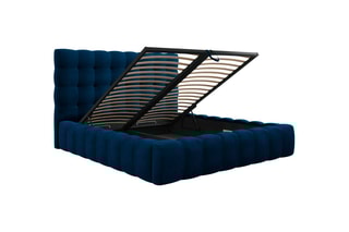 Lit-coffre Bali - Bleu roi - Toucher velours - Couchage 180 x 200 cm