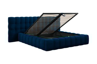 Lit-coffre Bali - Bleu roi - Toucher velours - Couchage 180 x 200 cm