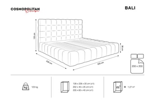 Lit-coffre Bali - Bleu roi - Toucher velours - Couchage 200 x 200 cm