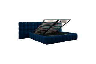 Lit-coffre Bali - Bleu roi - Toucher velours - Couchage 200 x 200 cm