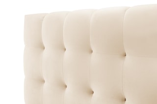 Lit-coffre avec tête de lit Bali - Beige clair - Toucher velours - Couchage 200 x 200 cm