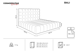 Lit-coffre Bali - Beige clair - Toucher velours - Couchage 180 x 200 cm