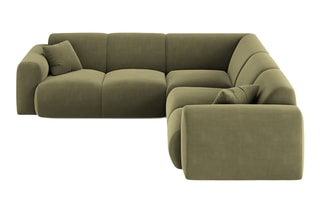 Canapé d’angle symétrique Nolio - Vert clair - 5 places - En tissu velours