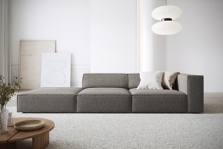 Canapé d’angle gauche Arendal - Gris - 4 places - En tissu chenille