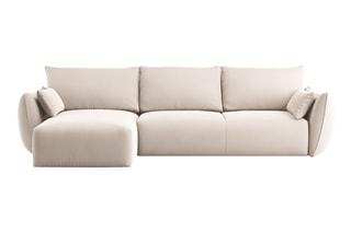 Canapé d’angle gauche convertible Matera - Beige - 4 places - En tissu velours
