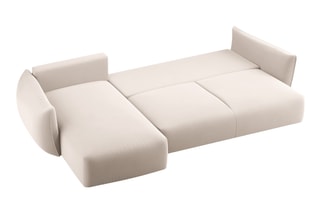 Canapé d’angle gauche convertible Matera - Beige - 4 places - En tissu velours