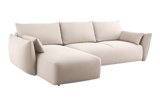 Canapé d’angle gauche convertible Matera - Beige - 4 places - En tissu velours