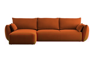 Canapé d’angle gauche convertible Matera - Rouge brique - 4 places - En tissu velours