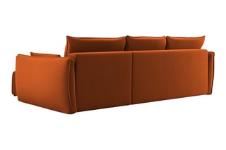 Canapé d’angle gauche convertible Matera - Rouge brique - 4 places - En tissu velours