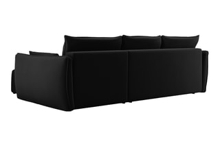 Canapé d’angle gauche convertible Matera - Noir - 4 places - En tissu velours