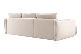 Canapé d’angle droit convertible Matera - Beige - 4 places - En tissu velours