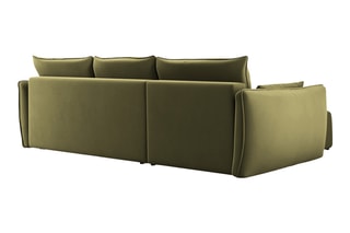 Canapé d’angle droit convertible Matera - Kaki - 4 places - En tissu velours