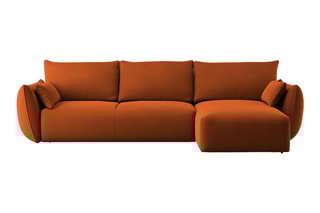 Canapé d’angle droit convertible Matera - Rouge brique - 4 places - En tissu velours
