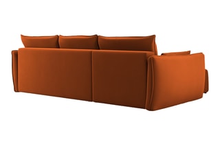 Canapé d’angle droit convertible Matera - Rouge brique - 4 places - En tissu velours