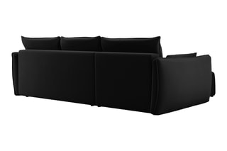 Canapé d’angle droit convertible Matera - Noir - 4 places - En tissu velours