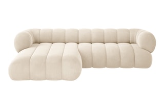 Canapé d’angle gauche Koge - Beige clair - 5 places - En tissu velours