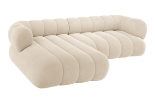 Canapé d’angle gauche Koge - Beige clair - 5 places - En tissu velours