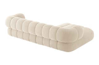 Canapé d’angle gauche Koge - Beige clair - 5 places - En tissu velours
