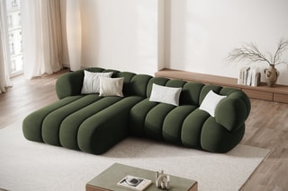Canapé d’angle gauche Koge - Vert - 5 places - En tissu velours