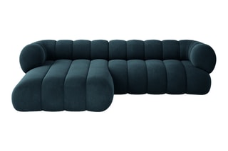 Canapé d’angle gauche Koge - Bleu pétrole - 5 places - En tissu velours