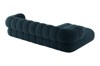 Canapé d’angle gauche Koge - Bleu pétrole - 5 places - En tissu velours