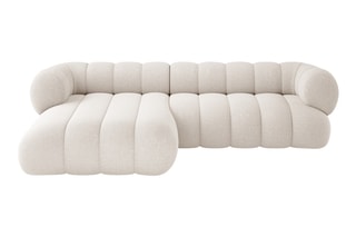 Canapé d’angle gauche Koge - Beige clair - 5 places - En tissu chenille