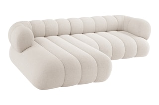 Canapé d’angle gauche Koge - Beige clair - 5 places - En tissu chenille