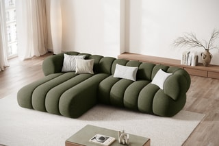 Canapé d’angle gauche Koge - Vert - 5 places - En tissu chenille
