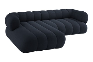 Canapé d’angle gauche Koge - Gris - 5 places - En tissu chenille