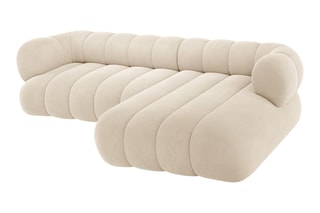 Canapé d’angle droit Koge - Beige clair - 5 places - En tissu velours