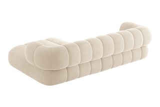 Canapé d’angle droit Koge - Beige clair - 5 places - En tissu velours