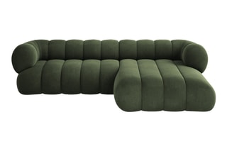 Canapé d’angle droit Koge - Vert foncé - 5 places - En tissu velours