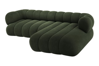 Canapé d’angle droit Koge - Vert foncé - 5 places - En tissu velours