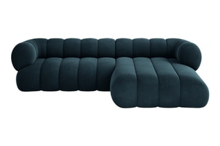 Canapé d’angle droit Koge - Bleu pétrole - 5 places - En tissu velours