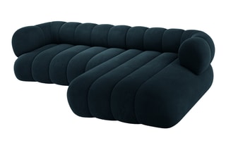 Canapé d’angle droit Koge - Bleu pétrole - 5 places - En tissu velours
