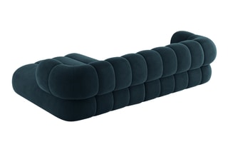 Canapé d’angle droit Koge - Bleu pétrole - 5 places - En tissu velours