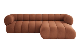 Canapé d’angle droit Koge - Rouge brique - 5 places - En tissu chenille