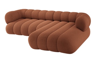 Canapé d’angle droit Koge - Rouge brique - 5 places - En tissu chenille