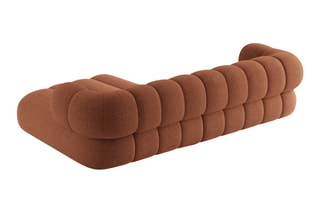 Canapé d’angle droit Koge - Rouge brique - 5 places - En tissu chenille