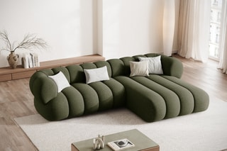Canapé d’angle droit Koge - Vert - 5 places - En tissu chenille