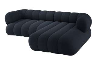 Canapé d’angle droit Koge - Gris clair - 5 places - En tissu chenille
