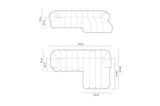 Canapé d’angle droit Koge - Gris clair - 5 places - En tissu chenille