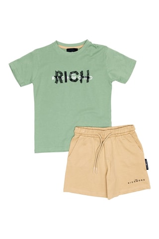 T-shirt en bermuda - Groen en Beige