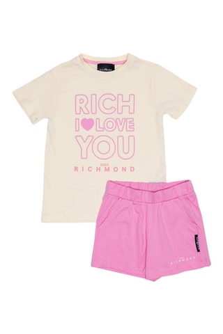 T-shirt en Short - Beige en Roze