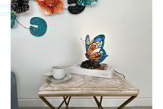 Lampe de chevet en verre soudé papillon -  Multicolore