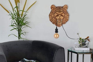Sculpture-lampe en résine Tête de tigre Bronze